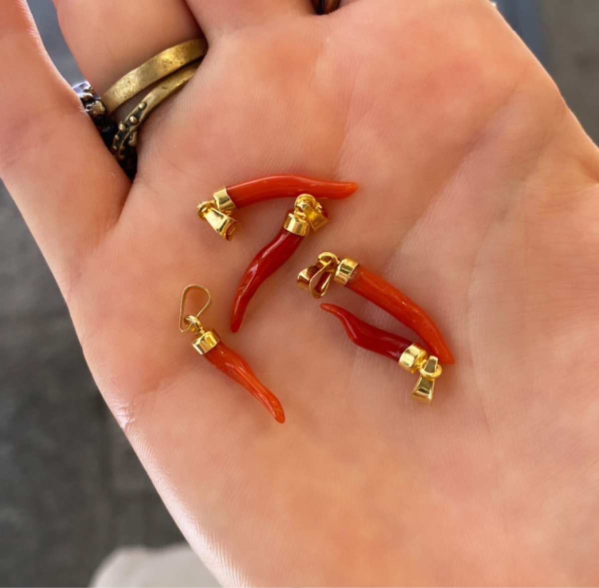 Cornetto Portafortuna Corallo Rosso Mediterraneo - Argento 925 Made In Italy 2.5cm - Foto 9