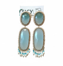 Carica l'immagine nel visualizzatore di Gallery, Orecchini Pendenti Calcedonio Sicylui