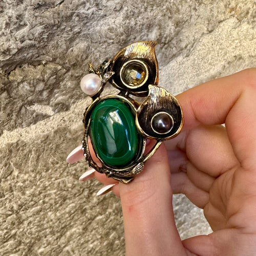 Anello Calle con Malachite Unic Alcozer & J
