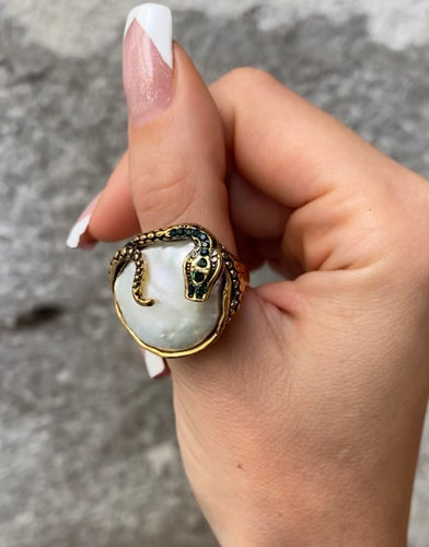 Anello Unic Serpente e Perla Alcozer & J
