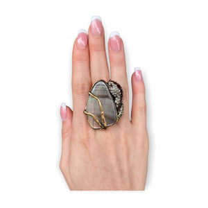 Anello Serpente su Madreperla Grigia Alcozer & J