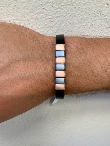 Bracciale Pelle con Elementi Bicolore iDandi