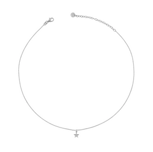 Girocollo 40cm con Ciondolo bombato oro bianco stella